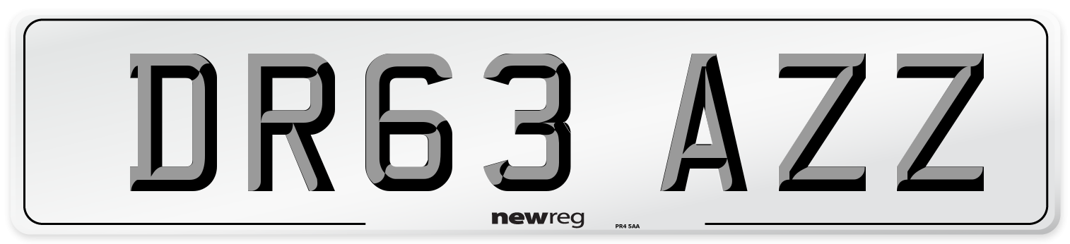 DR63 AZZ Number Plate from New Reg